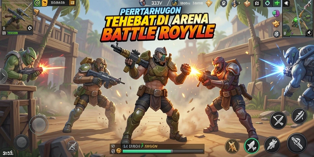 Screenshot gameplay 333V yang menunjukkan pertarungan mendebarkan dalam Battle Royale.