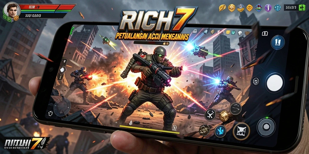 Tampilan gameplay RICH7 yang intens dan mengasyikkan.
