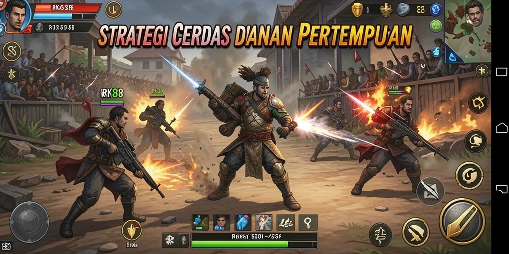 Screenshot gameplay RK88 yang menunjukkan strategi pertempuran.