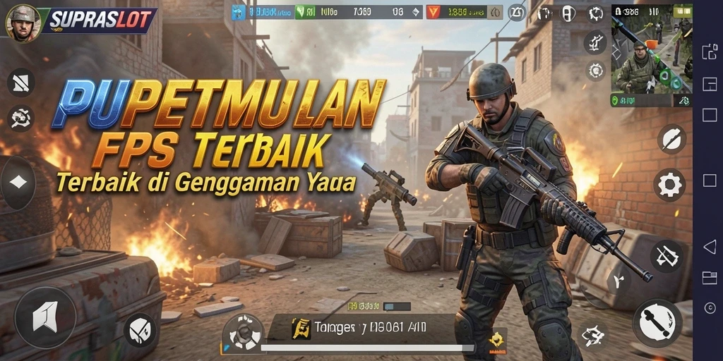 Screenshot gameplay SUPRASLOT yang menunjukkan aksi pertempuran intens.