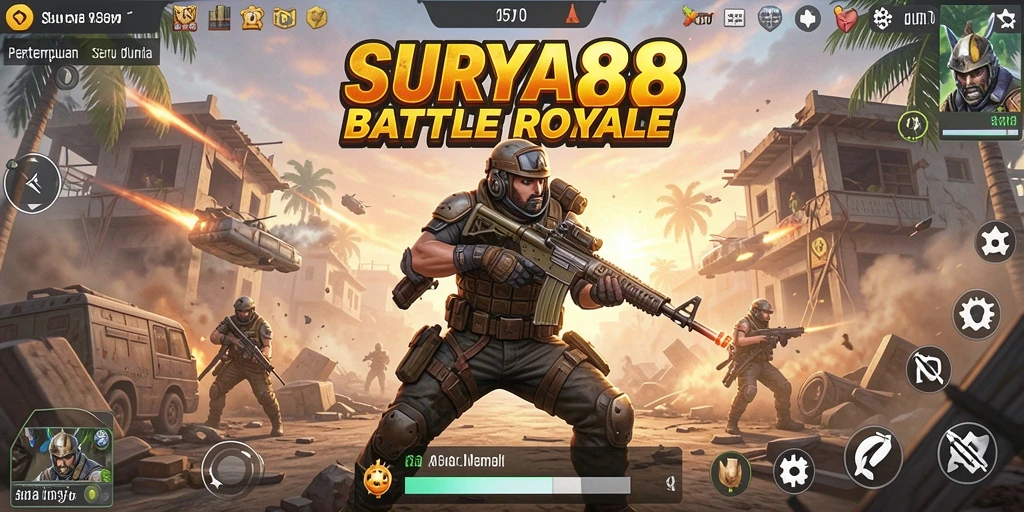 Gameplay mendebarkan di SURYA88 dengan aksi Battle Royale yang intens.