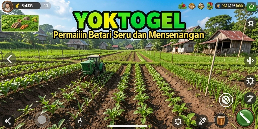 Screenshot gameplay YOKTOGEL yang menunjukkan aktivitas bertani.